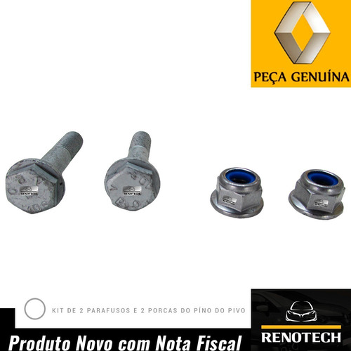 Imagem 3 de 10 de Kit 2 Porcas E Parafusos Do Pino Pivo Kangoo Express 00 A 18