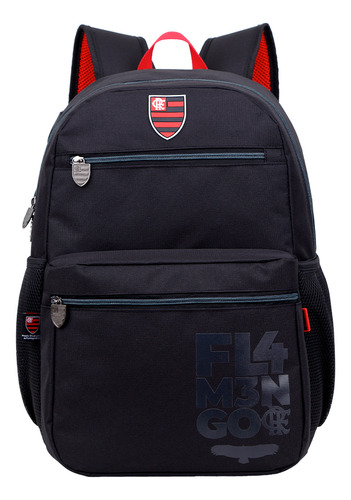 Mochila Escolar Flamengo Juvenil 12034 Cor Preto Design Liso 23l