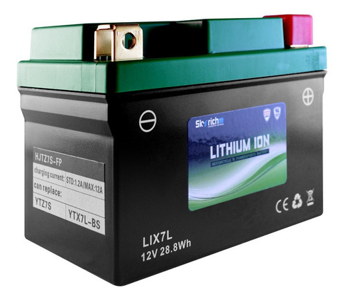 Imagen 2 de 9 de Bateria De Litio Skyrich P/ Moto Lix7l Libre Mantenimiento.