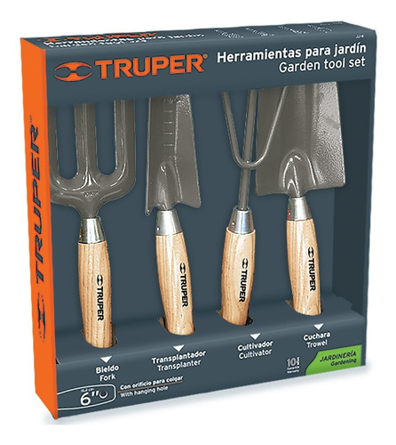 Juego Herramientas Para Jardín 4 Piezas, 6', Truper, 15030
