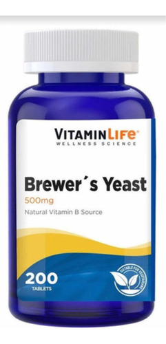 Suplemento en tabletas VitaminLife  Wellness Science Brewer´s Yeast complejo b / cromo / selenio en frasco de 148g 200 un