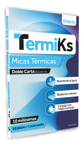 Mica Termica Doble Carta 30.5x45.7cm 10 Ml (50 Pzas) Termiks