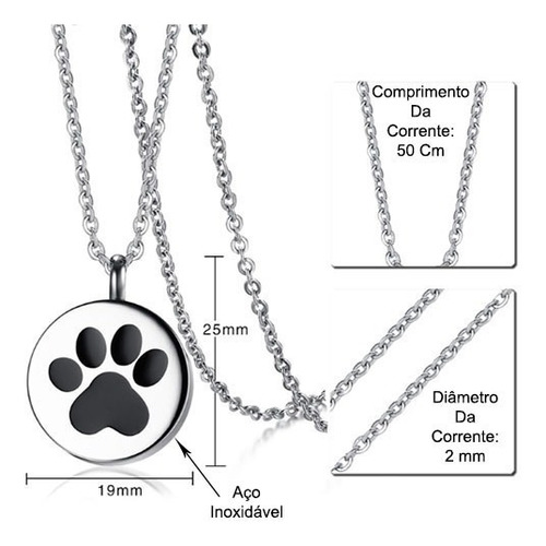 Imagem 5 de 5 de Colar Feminino Com Pingente Patinha Pet