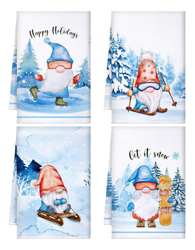 Paños De Cocina Navideños Con Diseño De Gnomo De Nieve