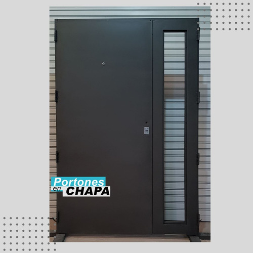 Puerta Y Media 1.20 Exterior Chapa Reforzada Moderna Postigo