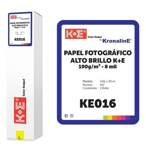 Ke016 Rollo Papel Fotografico Alto Brillo 195 Gr/m2 .61 X 30