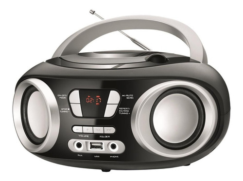 Radio Boombox Portatil Nbx13 Usb Auxiliar Fone Cd 6w Bivolt