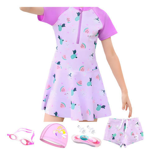 Traje De Baño Para Niña De Dos Piezas Protección Solar Upf50