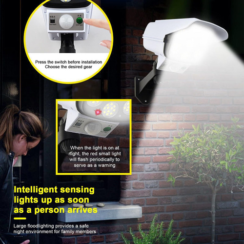 Luze Solares Com Sensor De Movimento,câmera Falsa Anti-roubo
