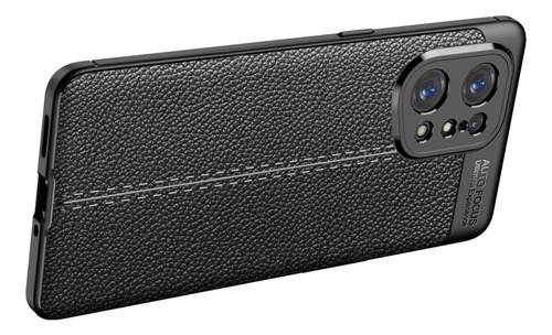 Funda De Tpu Negra Con Textura De Litchi Para Oppo Find X5