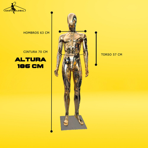 Maniquí Hombre Cuerpo Completo Oro/gold