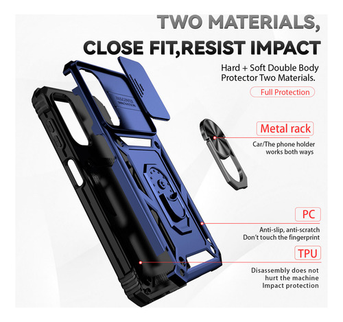 Funda Protectora Militar Para Samsung Galaxy A56/a26/zflip3 Con Soporte Deslizante Incorporado Para Cámara