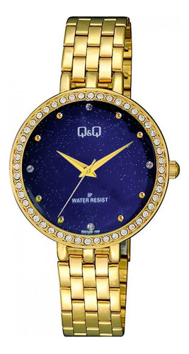 Reloj Q&q Qyq Elegante Qz27j001y Acero Dorado + Estuche 