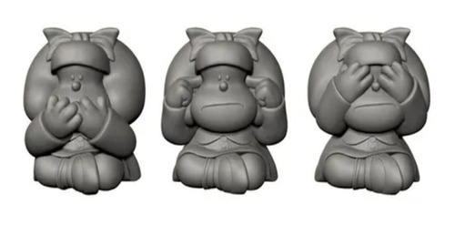 Mafalda Figuras 3 Monos Para Impresora 3d Archivo Stl