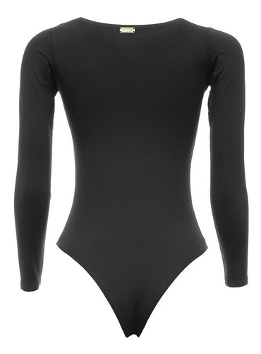 Body Manga Longa Preto Feminino Básico Txc 27401