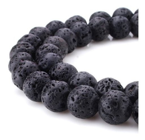 Beads De Lava Negra: 10mm, 32-34uds.