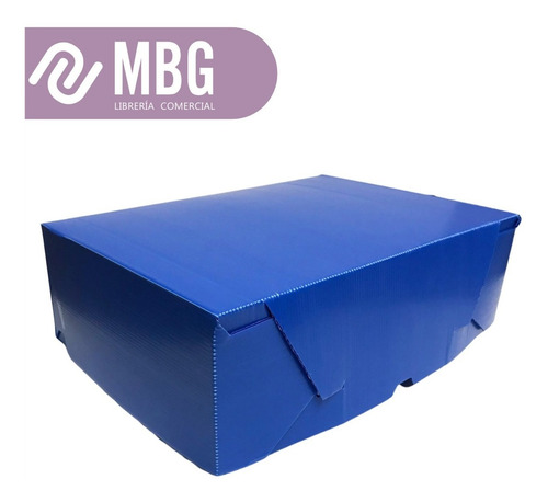 Imagen 2 de 6 de Caja Plástica Reforzada Oficio 12 Tapa Volcada Azul Pack X25