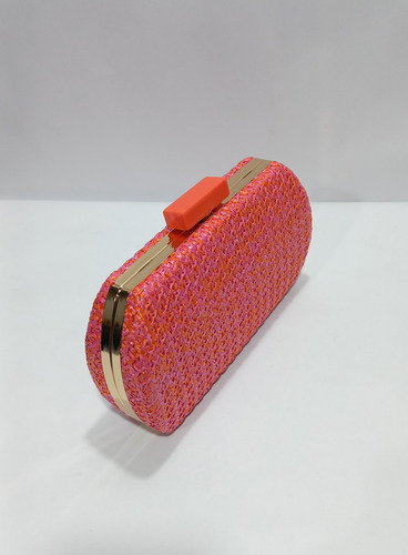 Clutch De Festa, Feita Em Ráfia Com Alça Tiracolo Dourada Vermelho Artesanato Ouro Dourado