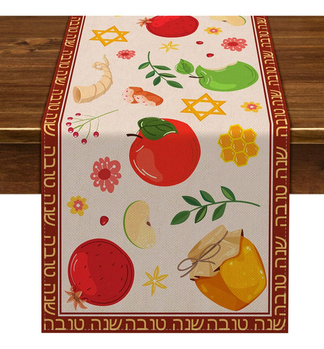 Camino De Mesa Shana Tova Rosh Hashanah Judío Año Nuevo, Dec