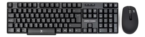 Kit Teclado Mouse Inalambrico Antiderrames Pc-200994 Negro Negro