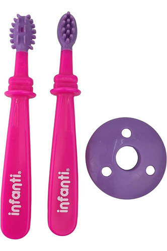 Set De Higiene Dental Infanti 3 Pzas Cepillo Msajeador Color Rosa