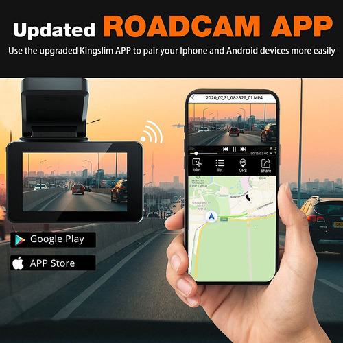 Imagen 4 de 7 de Kingslim D4 4k Dual Dash Cam Con Gps Integrado Wifi Front...