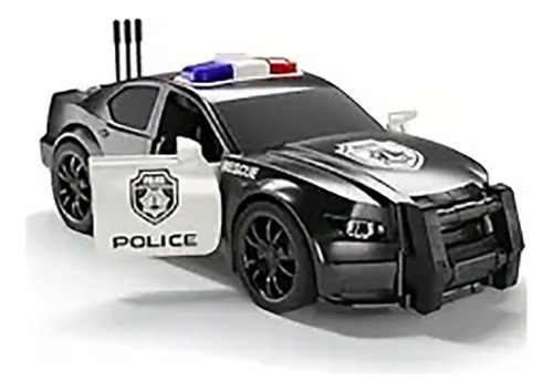 Auto Policia Patrullero Y Ambulancia 20 Cm Con Luz Y Sirena Color Negro Y Blanco Personaje Emergencia