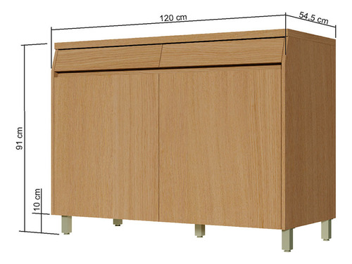 Balcão Modular Simone Mendes 120cm 2 Portas 2 Gavetas Nesher