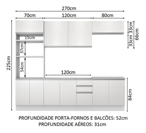 Cozinha Completa Madesa Viena 10 Portas (sem Tampo E Pia) Cor Branco