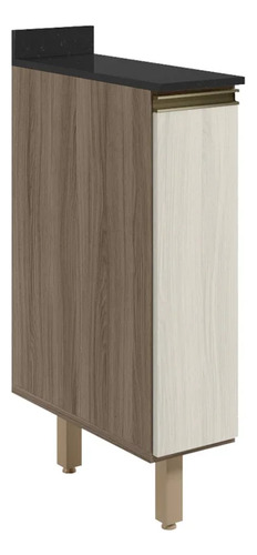 Balcao Com Tampo 1p 20cm Mdf Kali 16796 Carvalho Toq Bianco Cor Carvalho E Bianco