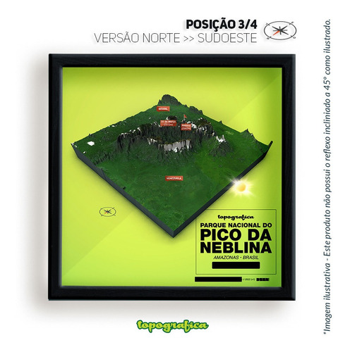 Pico Da Neblina (am) - Mapa 3d Infogr - 4 Quadros 20x20cm