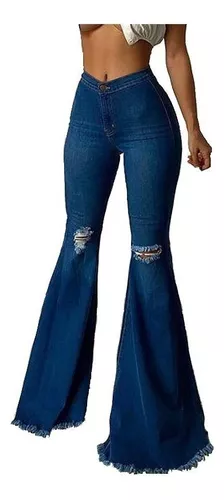 Jeans Acampanados Elásticos Para Mujer, Caderas, Tritura [u