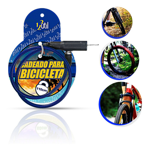 Cadeado Para Bicicleta Com Chave 123útil Original Cor:azul