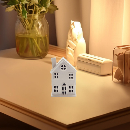 Ceramic Light Up Christmas House Figurine Desktop 9x6x13cm