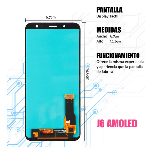 Pantalla Display Táctil Para Samsung J6 J600 Amoled Negro