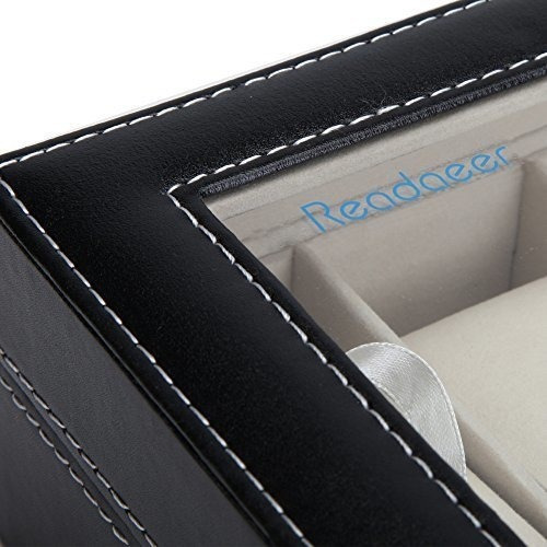 Imagen 7 de 7 de Readaeer Black Leather 12 Watch Box Case Organizador Display