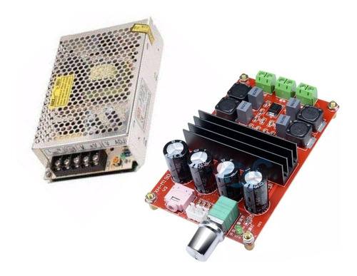 Placa Amplificador Digital Stéreo 200wrms + Fonte 24 V
