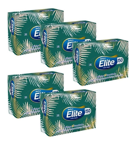 Kit Lenço De Papel Elite Softys 5 Pacotes - 150 Folhas Cada