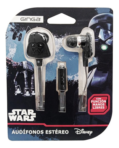 Audífonos Manos Libres Darth Vader Disney Star Wars Estéreo Color Negro