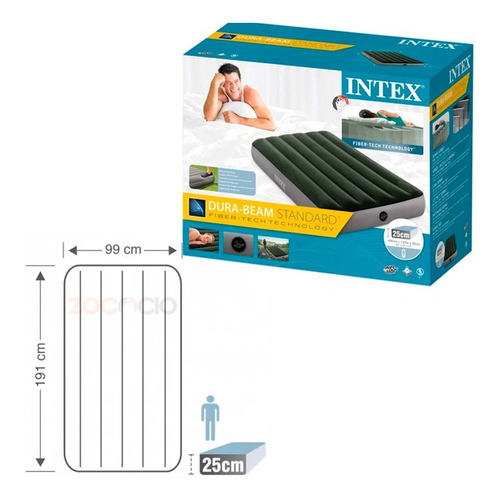 Imagen 4 de 4 de Colchón Inflable Personal Intex 64761 Inflado Con Pie Color Verde