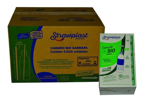 Canudo Biodegradável Para Garrafa 24cm Embalado C/6000 2cxs Cor Branco