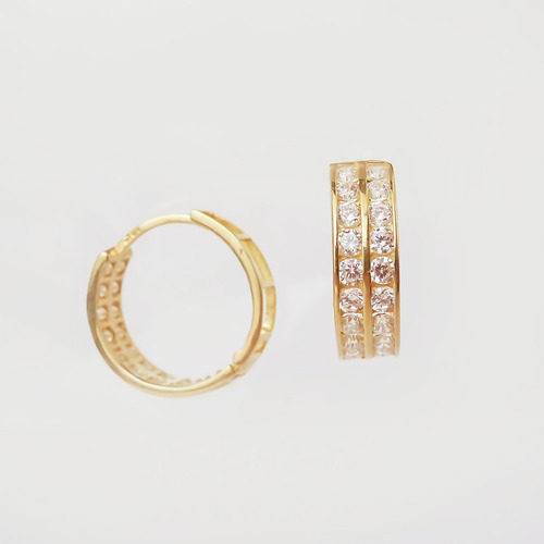 Amor Eterno - Arracadas Huggie Doble Dahlia / Aretes Oro 10k
