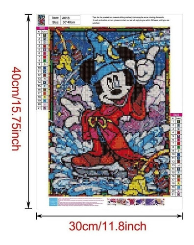 Imagen 3 de 6 de 5d Diamond Mickey Mouse Fantasia Diam Cuadrado 40 X 50 Cm