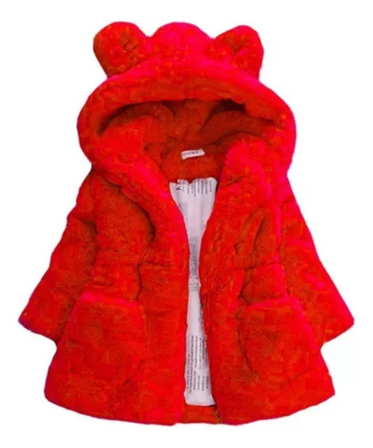 Chamarra-abrigo Para Niña C/capucha De Oso (talla 6-7)
