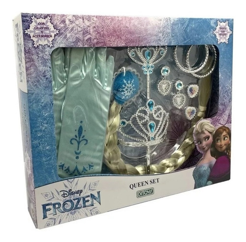 Set Caja Belleza Frozen Queen Corona Guantes Trenza Ditoys