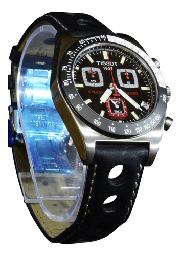 Reloj Tissot Prs516 Suizo Autentico Correa De Cuero Negro Negro Y Blanco Negro