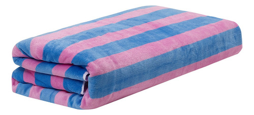 Toallón De Playa 100% Algodón Diseños A Rayas Finas Color Rosa y celeste Rosa Celeste