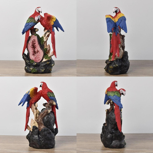 Estátua De Enfeite De 11,5 Cm X 7 Cm X 18,5 Cm 2 Papagaios
