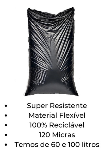 Saco De Lixo Reforçado Resistente Grosso 60 Litros C/5 Kg