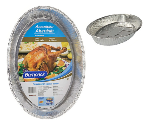 Assadeira Alumínio Descartável 4l Bompack 1un Imediato Cor Cinza